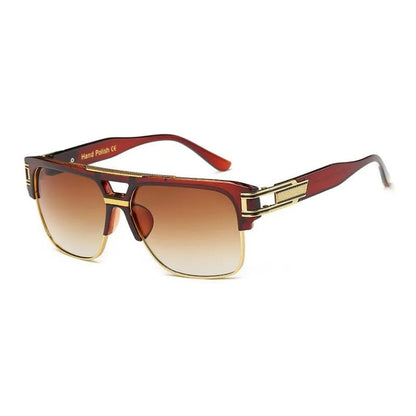 Vintage Square Sunglasses Mirrored Lens Luxury Fashion Eyewear