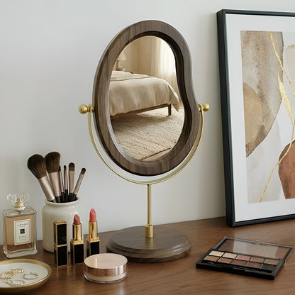 Vintage Wooden Makeup Mirror Rotating Vanity Table Mirror