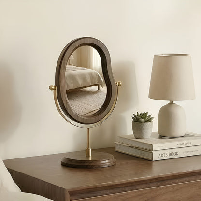 Vintage Wooden Makeup Mirror Rotating Vanity Table Mirror