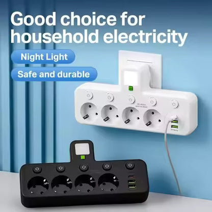 Wall Mounted Power Strip USB Type C Multi Socket Extension