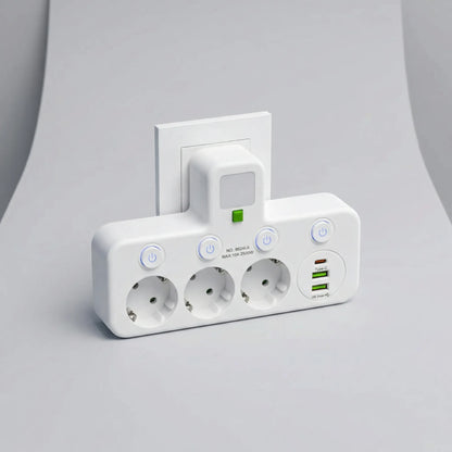 Wall Mounted Power Strip USB Type C Multi Socket Extension