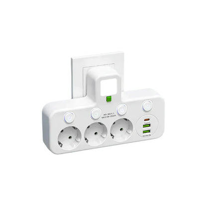 Wall Mounted Power Strip USB Type C Multi Socket Extension