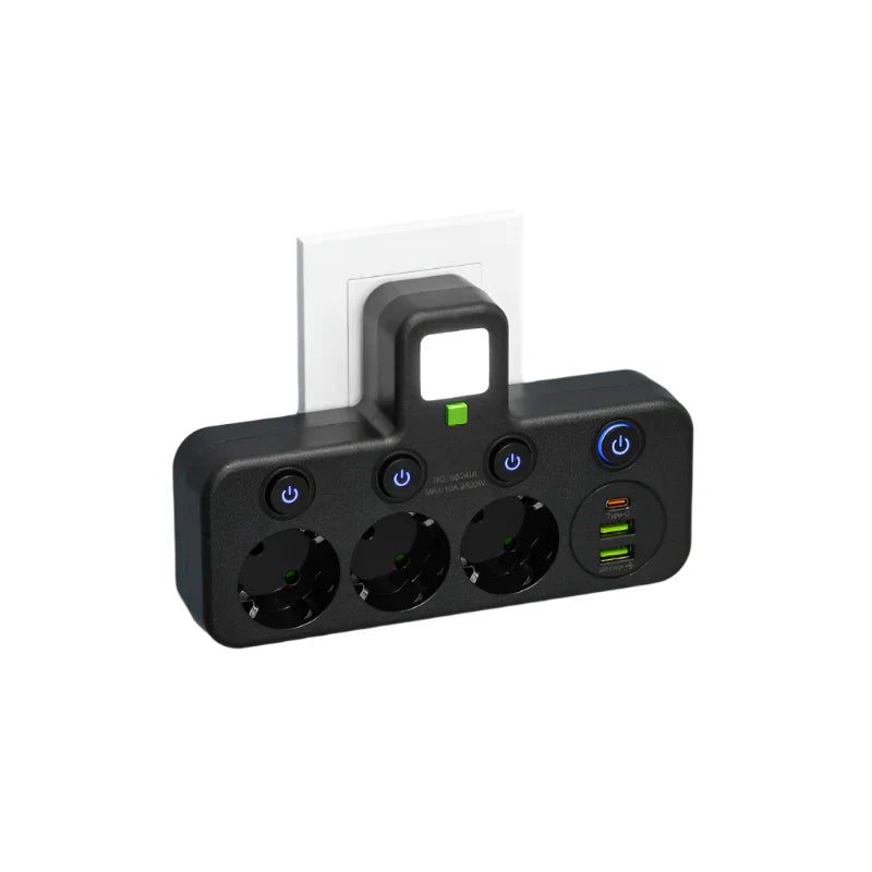Wall Mounted Power Strip USB Type C Multi Socket Extension