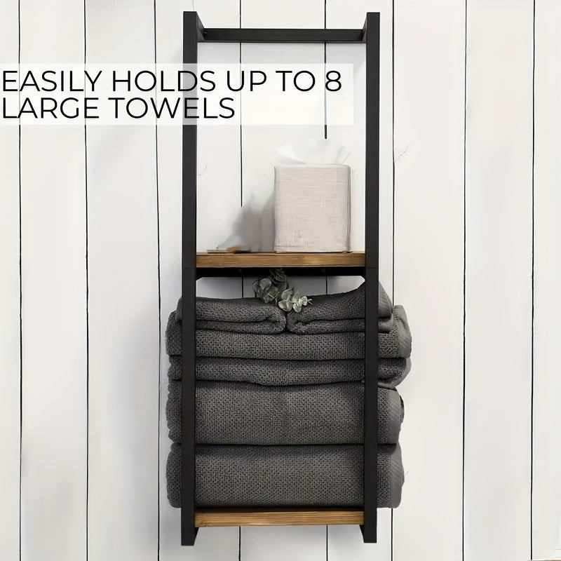 Wall Mounted Towel Rack Stainless Steel Space Saving Bathroom Storage Organizer
