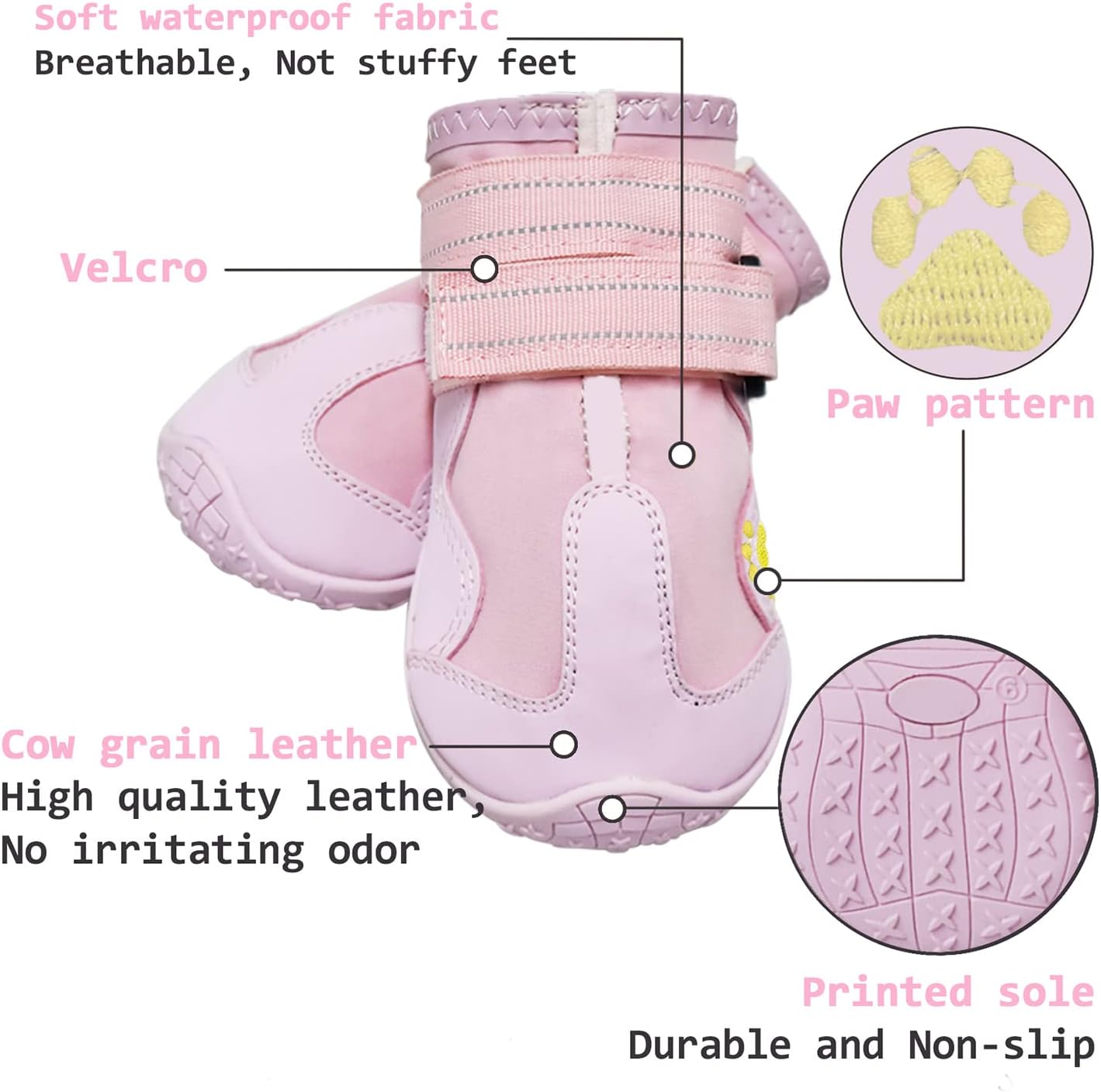 Waterproof Dog Boots Anti Slip Paw Protection Shoes