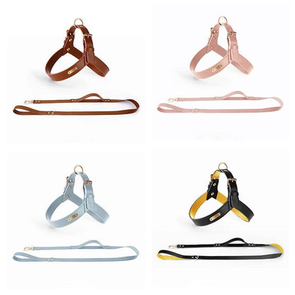 Waterproof Leather Dog Harness Adjustable Comfortable Pet Vest