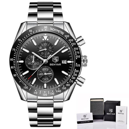 Waterproof Quartz Watch Men Stainless Steel Blue Dial