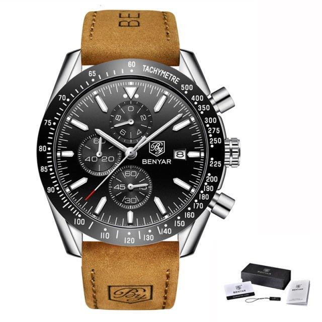 Waterproof Quartz Watch Men Stainless Steel Blue Dial