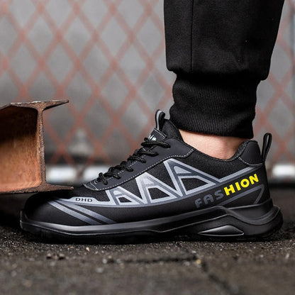Wide Fit Steel Toe Safety Work Shoes Lace Up Design
