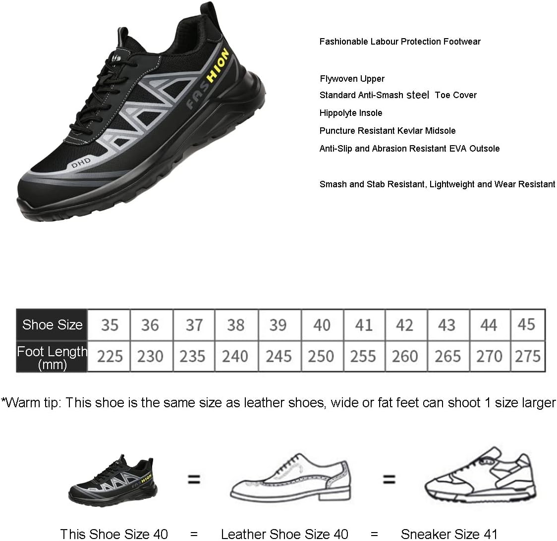 Wide Fit Steel Toe Safety Work Shoes Lace Up Design