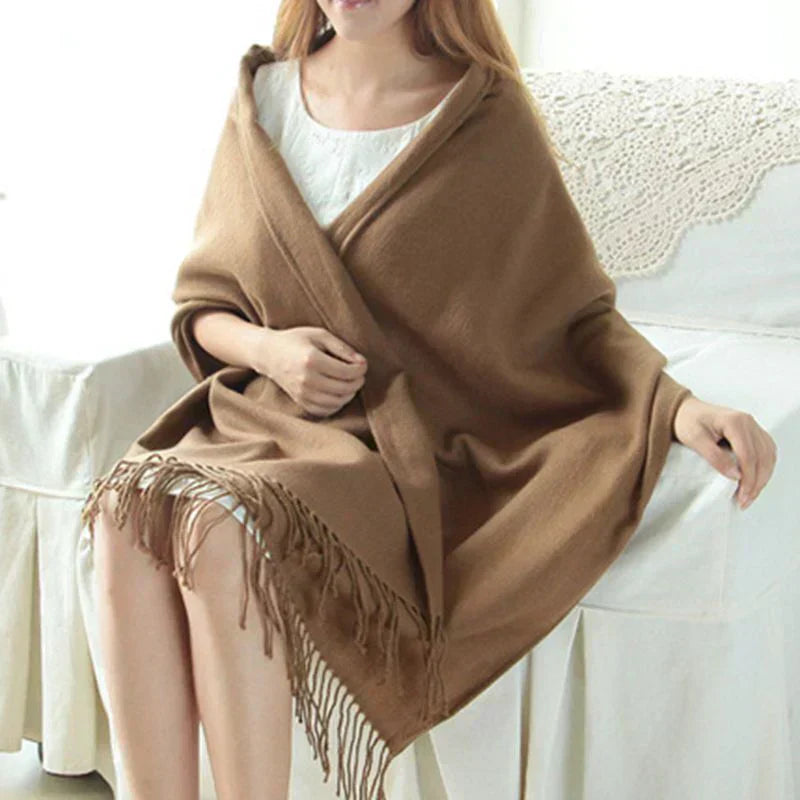 Womens Cashmere Scarf Winter Warm Soft Plaid Shawl Wrap