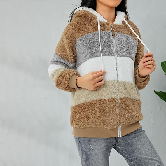 Women's Fluffy Teddy Fleece Jacket Zippered Cozy Vest