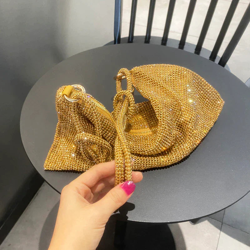 Women's Glitter Crossbody Bag Compact Shoulder Handbag Soft Strap
