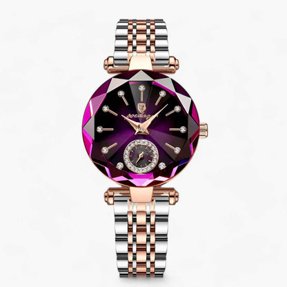 Womens Stainless Steel Watch Elegant Waterproof Wristwatch With Diamond Dial Design
