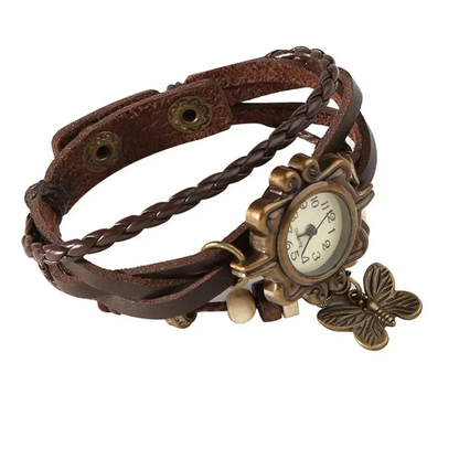 Womens Vintage Bracelet Watch Leather Wrap Boho Quartz