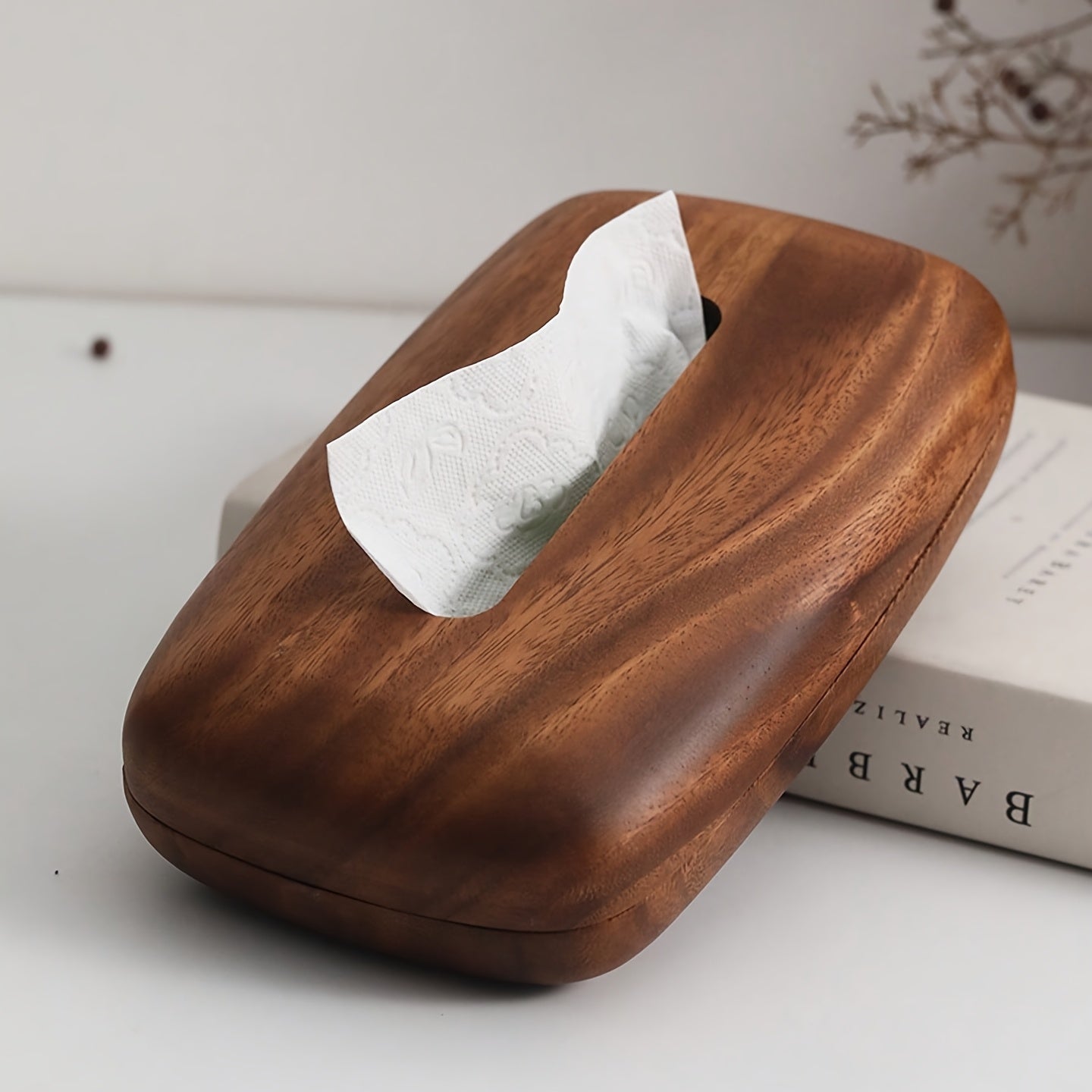 Wood Tissue Box Holder Rectangular Minimalist Desktop Storage Case