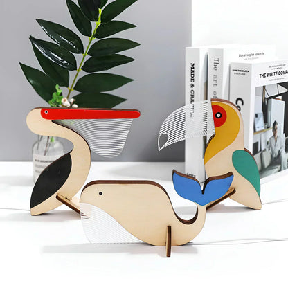 Wooden Animal LED Table Lamp Acrylic USB Night Light Kids Bedroom Decorative Desk Lamp