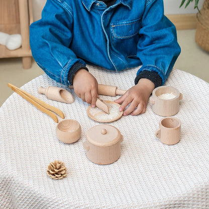 Wooden Kitchen Toy Set Kids Cooking Play Food Accessories Set