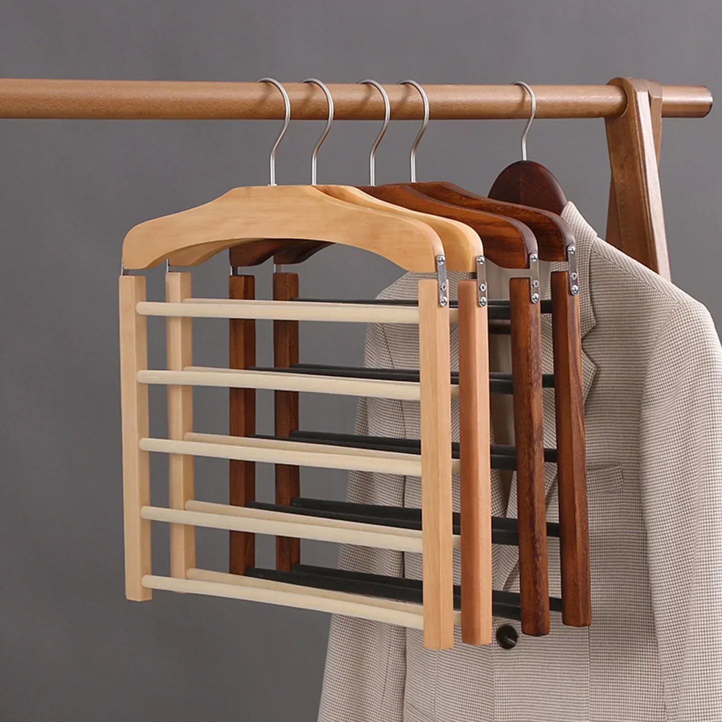 Wooden Multi Layer Clothes Hanger Space Saving Organizer