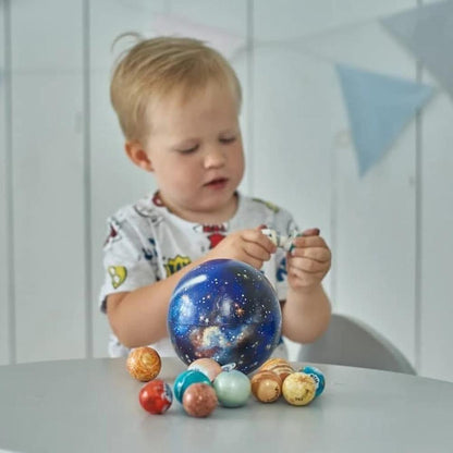 Wooden Solar System Planets Toy Set Kids Educational Space Learning Toy
