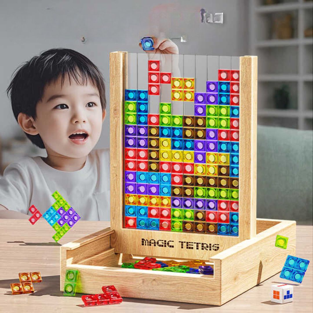 Wooden Tetris Puzzle Board Brain Training Family Game