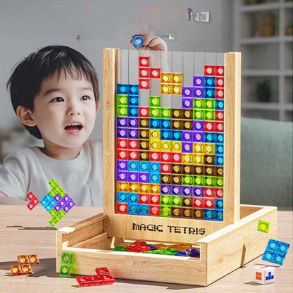 Wooden Tetris Puzzle Board Brain Training Family Game