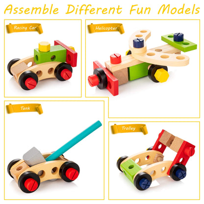 Wooden Tool Box Toy Set Kids Building Tools Educational Play Kit