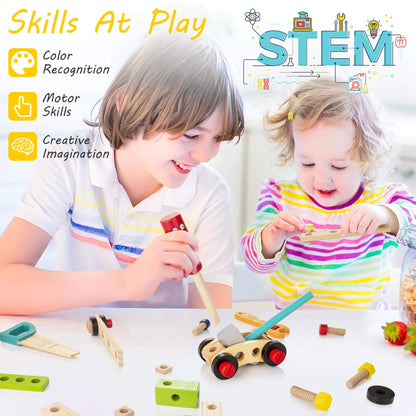 Wooden Tool Box Toy Set Kids Building Tools Educational Play Kit