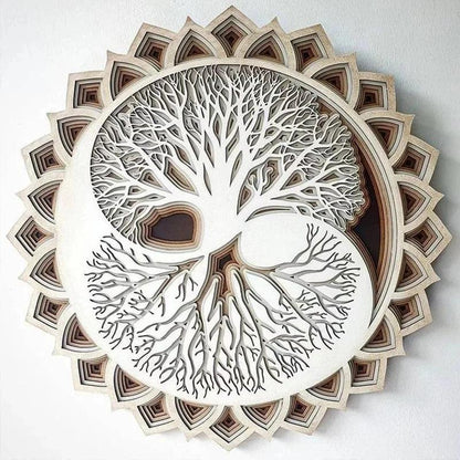 Wooden Tree of Life Mandala Wall Art Spiritual Wooden Home Decor