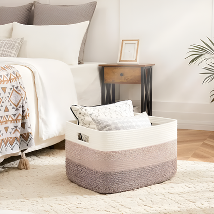 Woven Cotton Storage Basket Large Laundry Toy Organizer