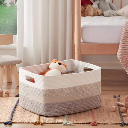 Woven Cotton Storage Basket Large Laundry Toy Organizer