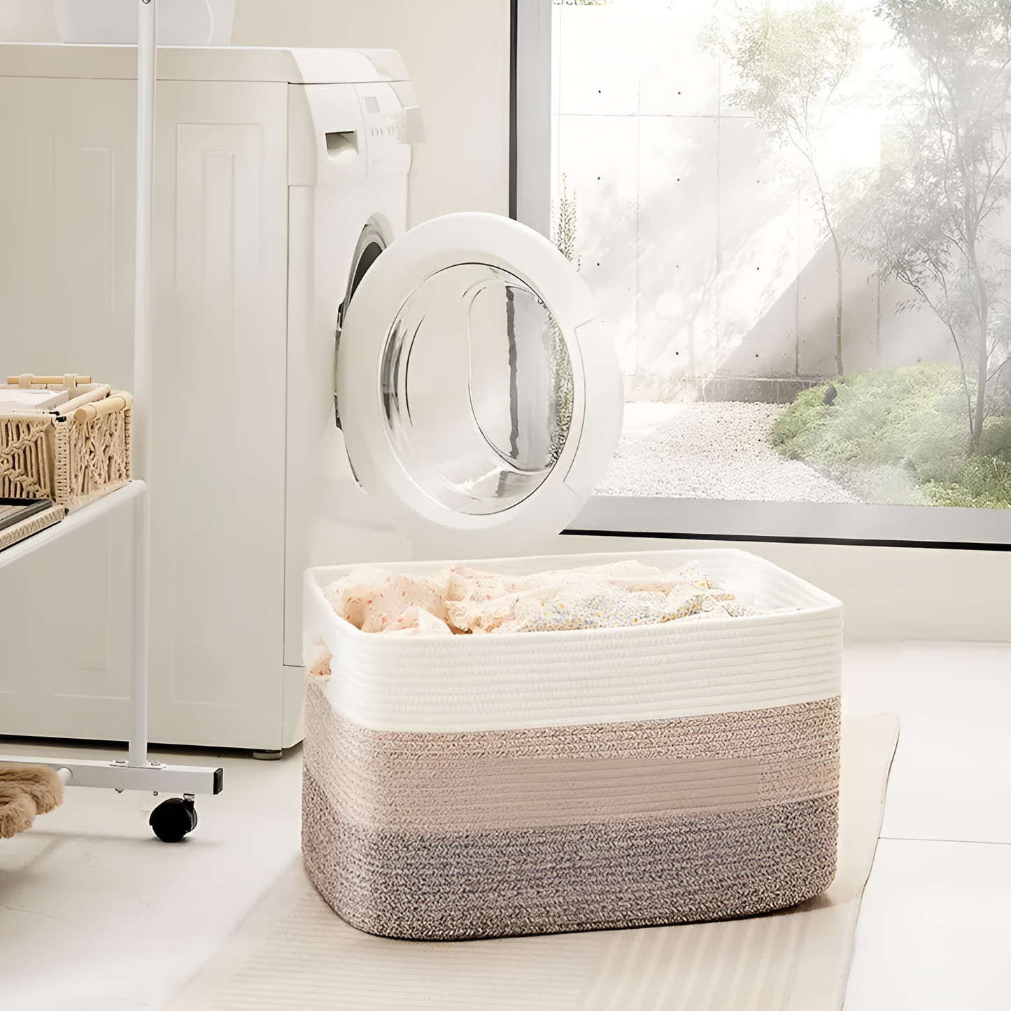 Woven Cotton Storage Basket Large Laundry Toy Organizer