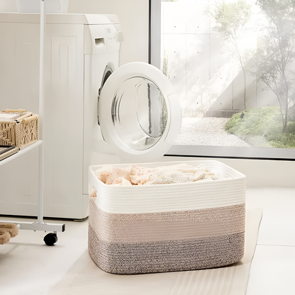 Woven Cotton Storage Basket Large Laundry Toy Organizer