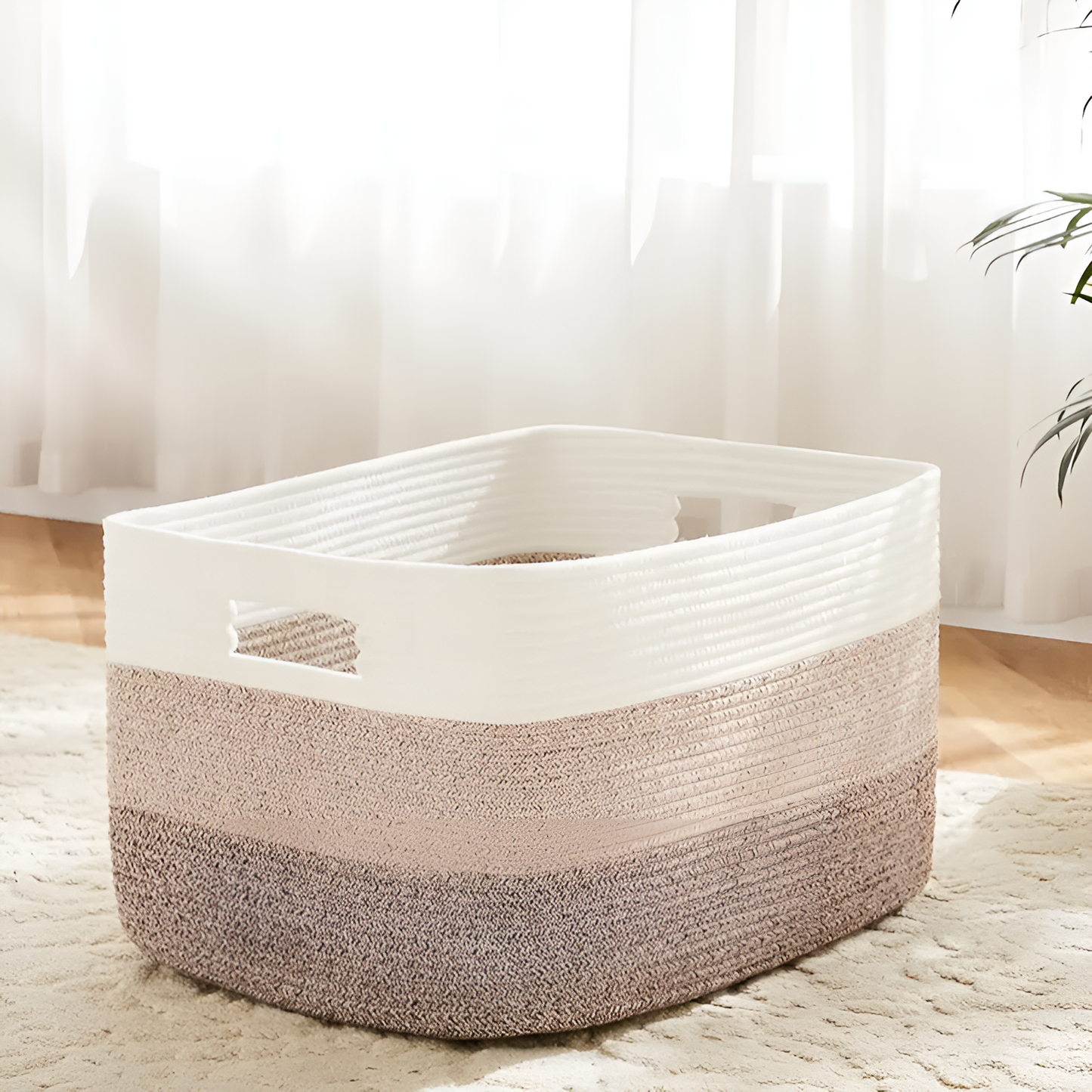 Woven Cotton Storage Basket Large Laundry Toy Organizer