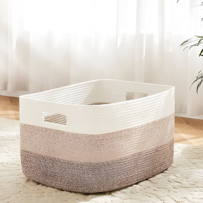 Woven Cotton Storage Basket Large Laundry Toy Organizer