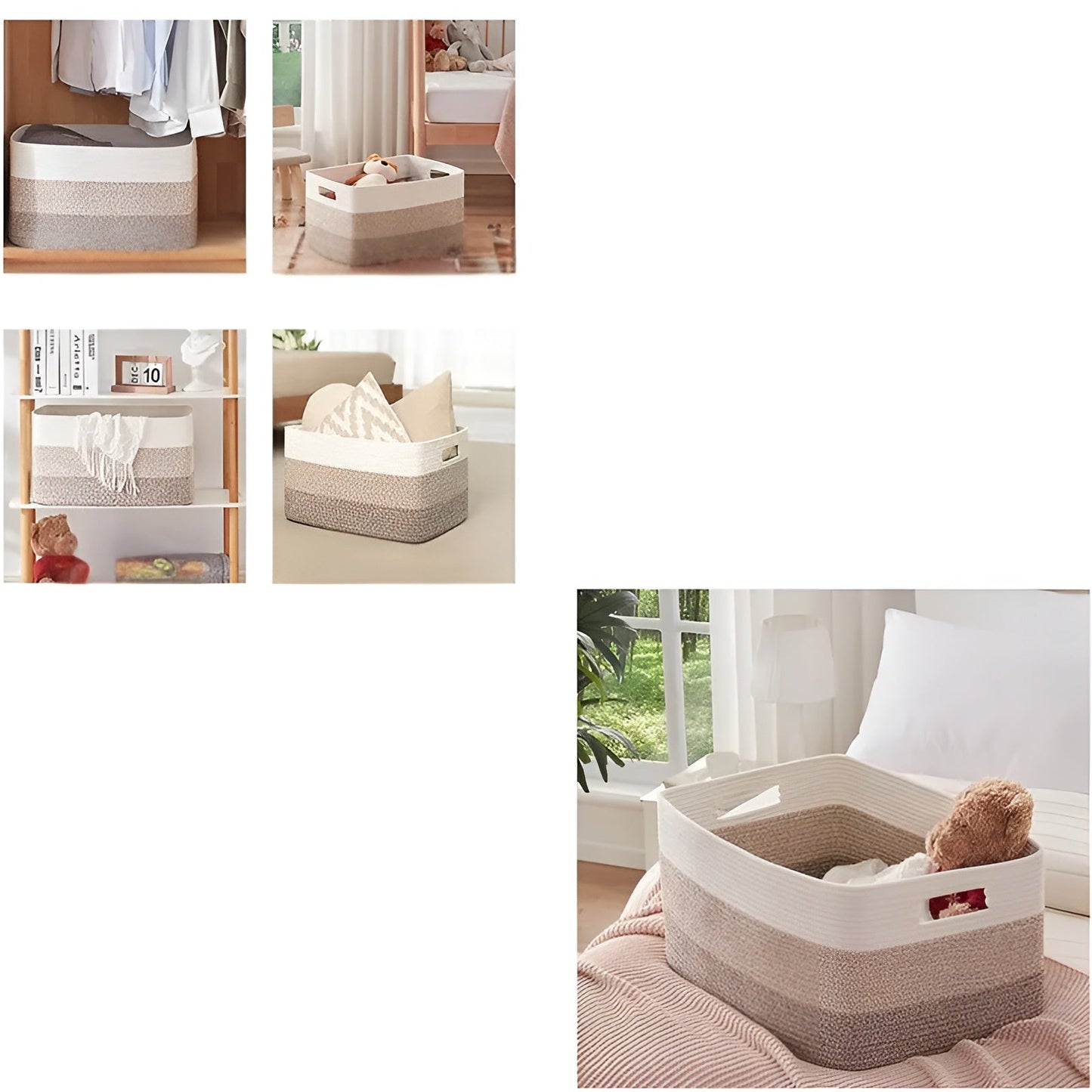 Woven Cotton Storage Basket Large Laundry Toy Organizer