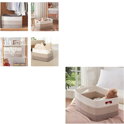 Woven Cotton Storage Basket Large Laundry Toy Organizer