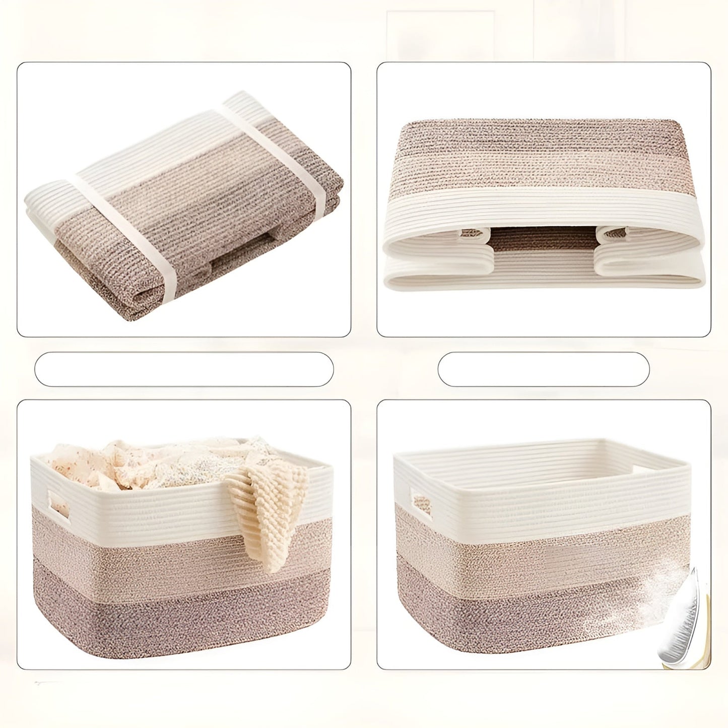 Woven Cotton Storage Basket Large Laundry Toy Organizer