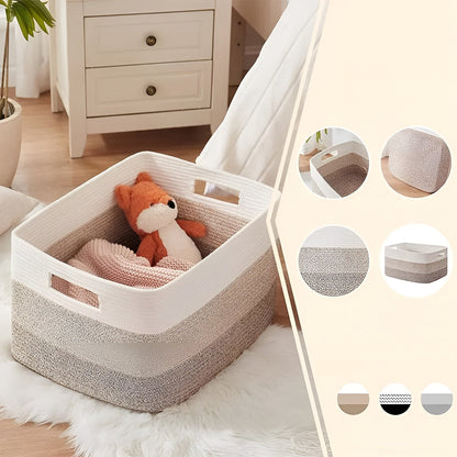 Woven Cotton Storage Basket Large Laundry Toy Organizer