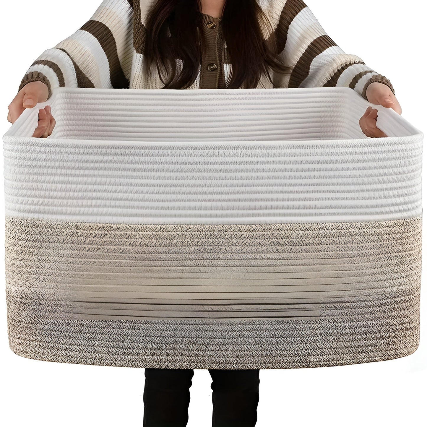 Woven Cotton Storage Basket Large Laundry Toy Organizer